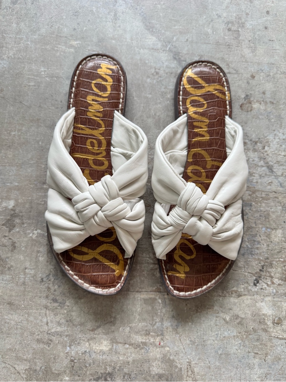 Sam Edelman White Knotted Slide Sandals